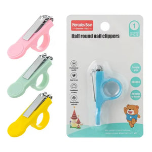 Multicolor baby safety nail clipper with finger-grip handle and stainless steel blade