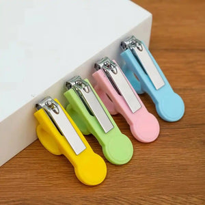 Multicolor baby safety nail clippers with rounded finger-grip design
