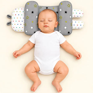 Adjustable Baby Head Shape Pillow Grey Stars in Pakistan