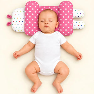 Adjustable Baby Head Shape Pillow Pink Polka Dot in Pakistan