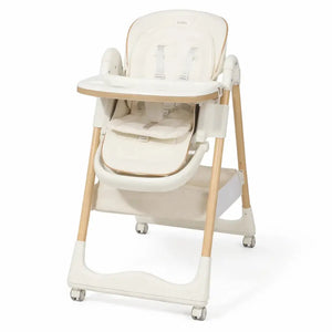Kidilo KD905 Foldable Baby High Chair in Cream with Comfortable Seat and Feeding Tray