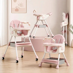 Kidilo baby high chair pink color with multiple seating and folding positions