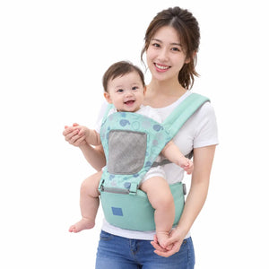 Adjustable Baby Carrier Belt with Hip Seat and Mesh Panel – Mint Green