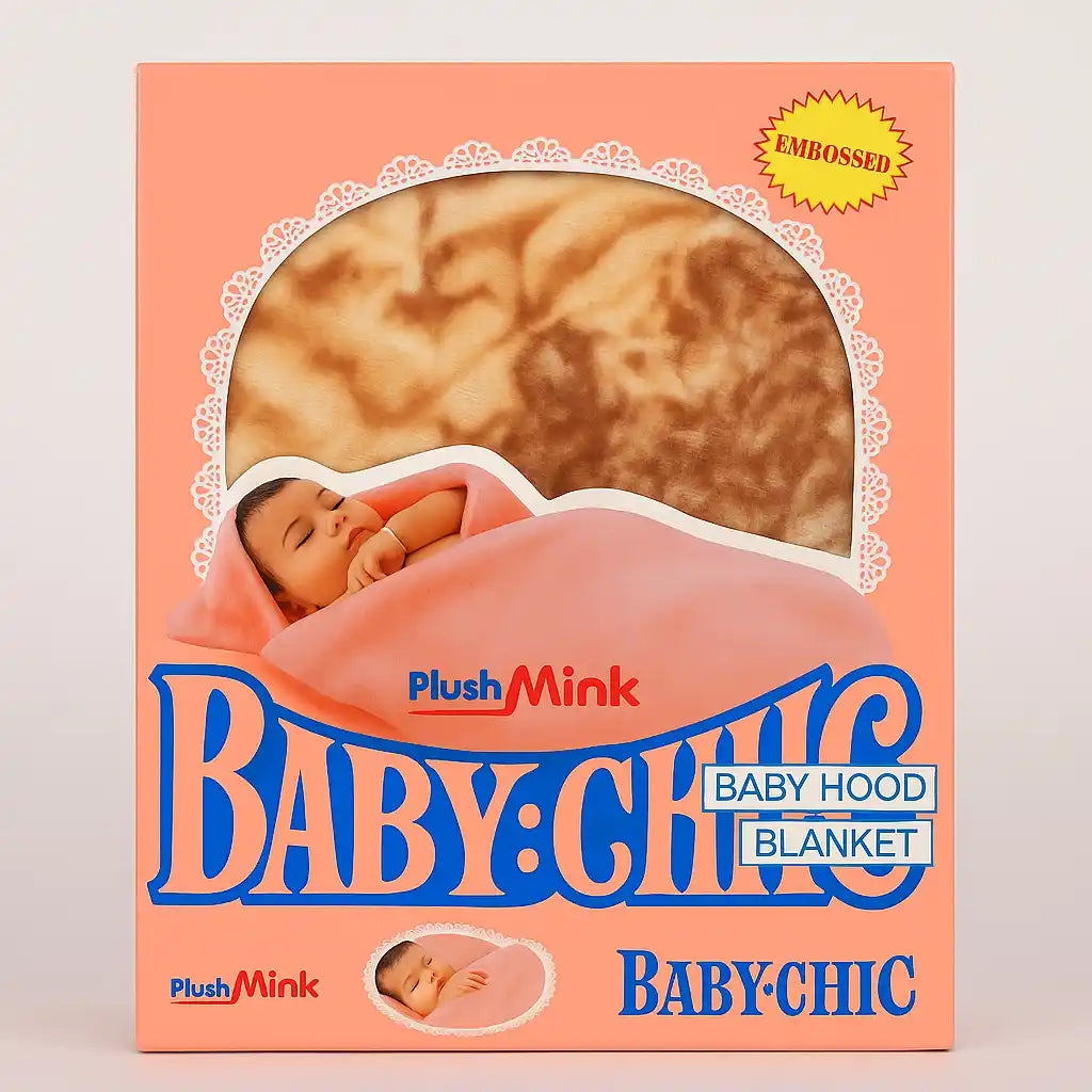 Baby hood blanket plush mink retail packaging