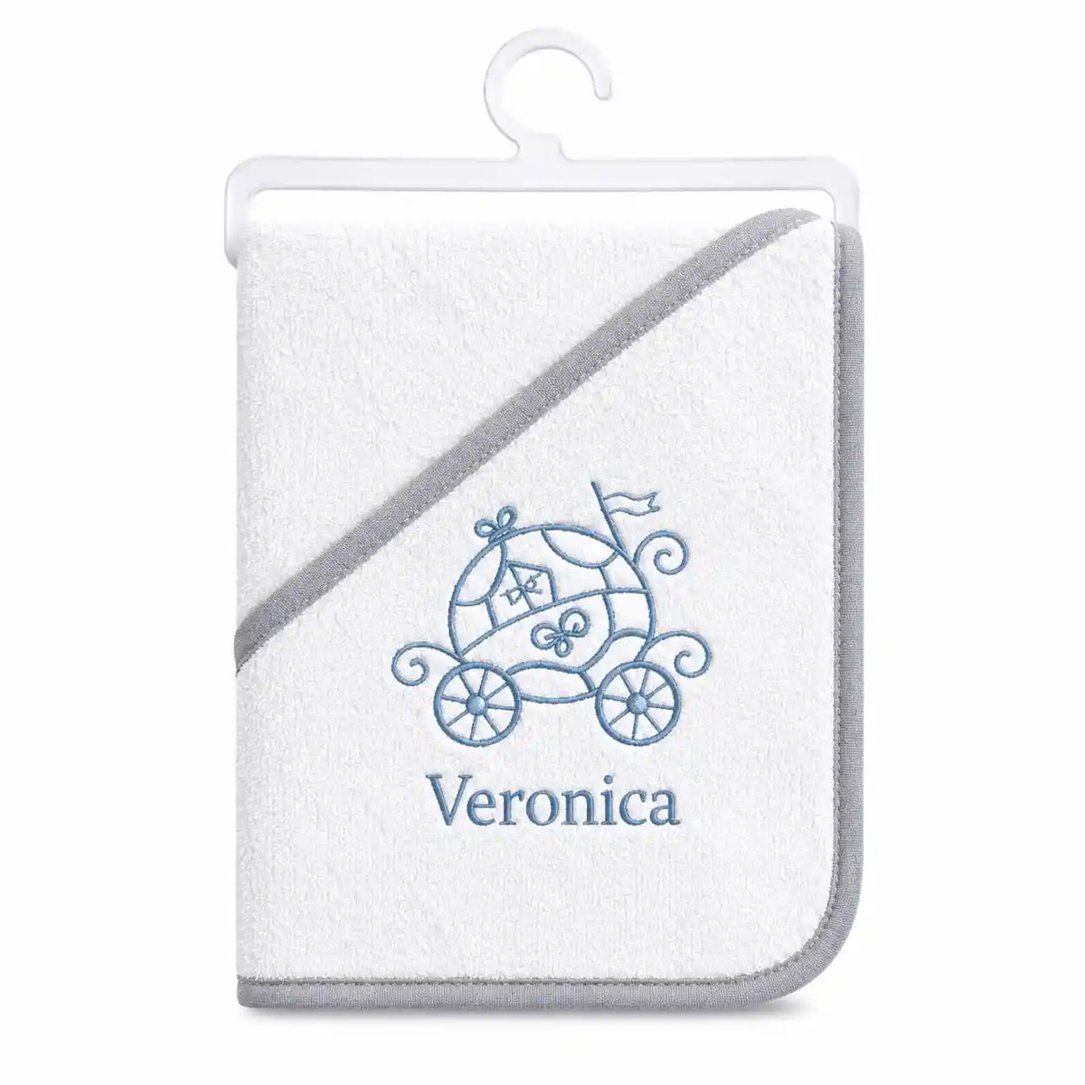 Soft Absorbent Baby Hooded Bath Towel with Grey Border 75 x 75 cm for Newborns