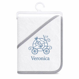 Soft Absorbent Baby Hooded Bath Towel with Grey Border 75 x 75 cm for Newborns