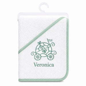 Extra Soft Baby Hooded Bath Towel with Green Border for Newborn and Infant Bath Time