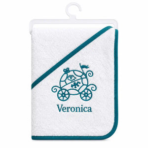 Soft Absorbent Baby Hooded Bath Towel with Teal Border and Hood for Daily Bath Use