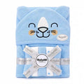 Baby hooded bath towel and washcloth set with blue cat design
