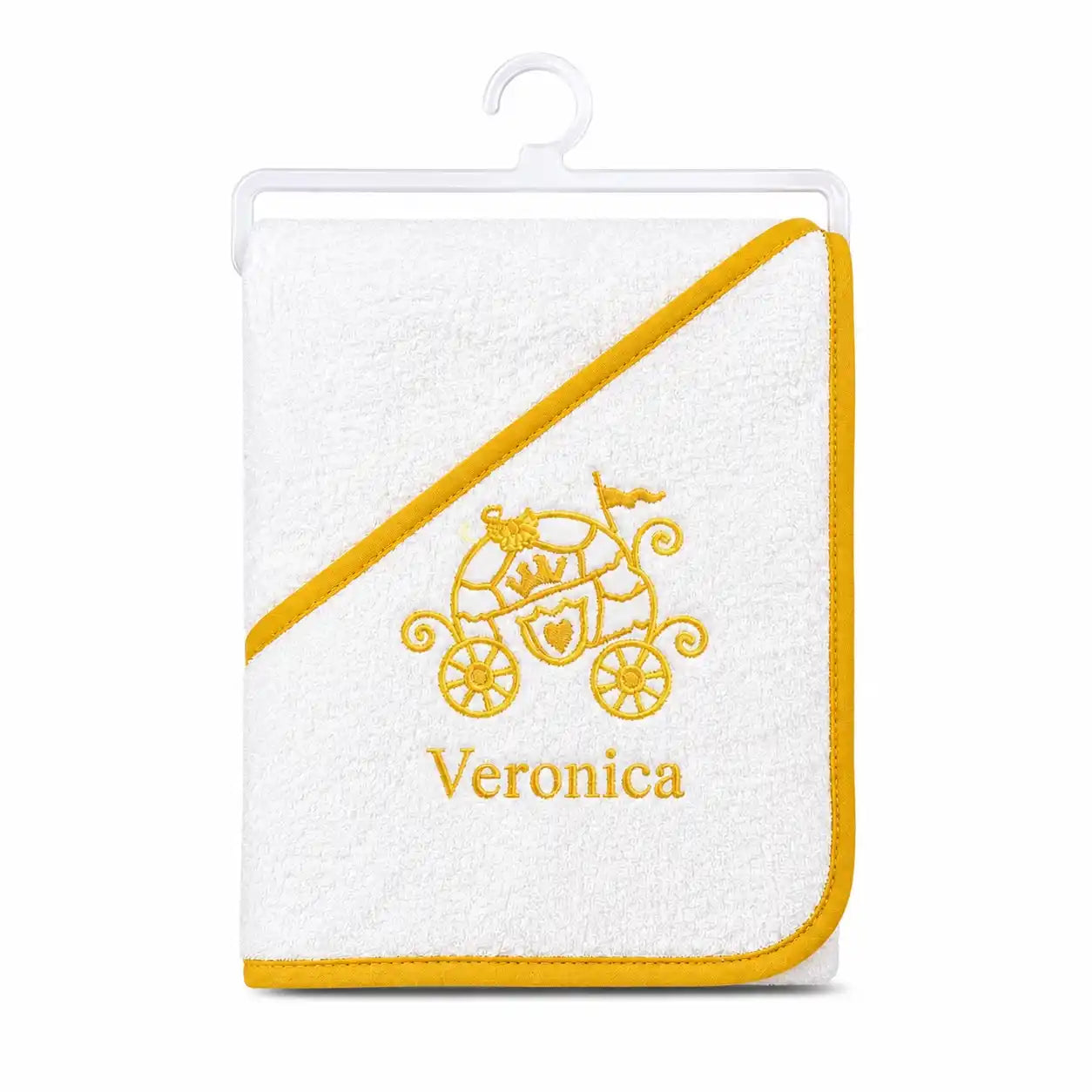 Extra Soft Baby Hooded Bath Towel with Yellow Border 75 x 75 cm for Newborns