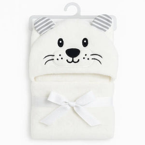 White bunny hooded plush fleece baby wrapping sheet for newborn swaddling