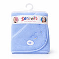 Blue baby hooded bath towel with soft terry fabric