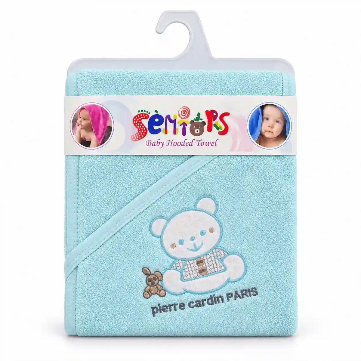 Light Blue baby hooded bath towel with soft terry fabric