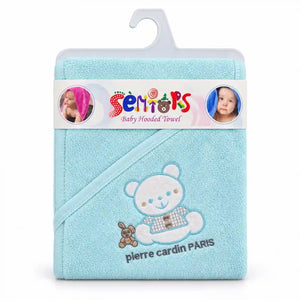 Light Blue baby hooded bath towel with soft terry fabric