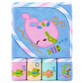 Baby hooded bath towel with 4 washcloths 5 pcs set blue whale design