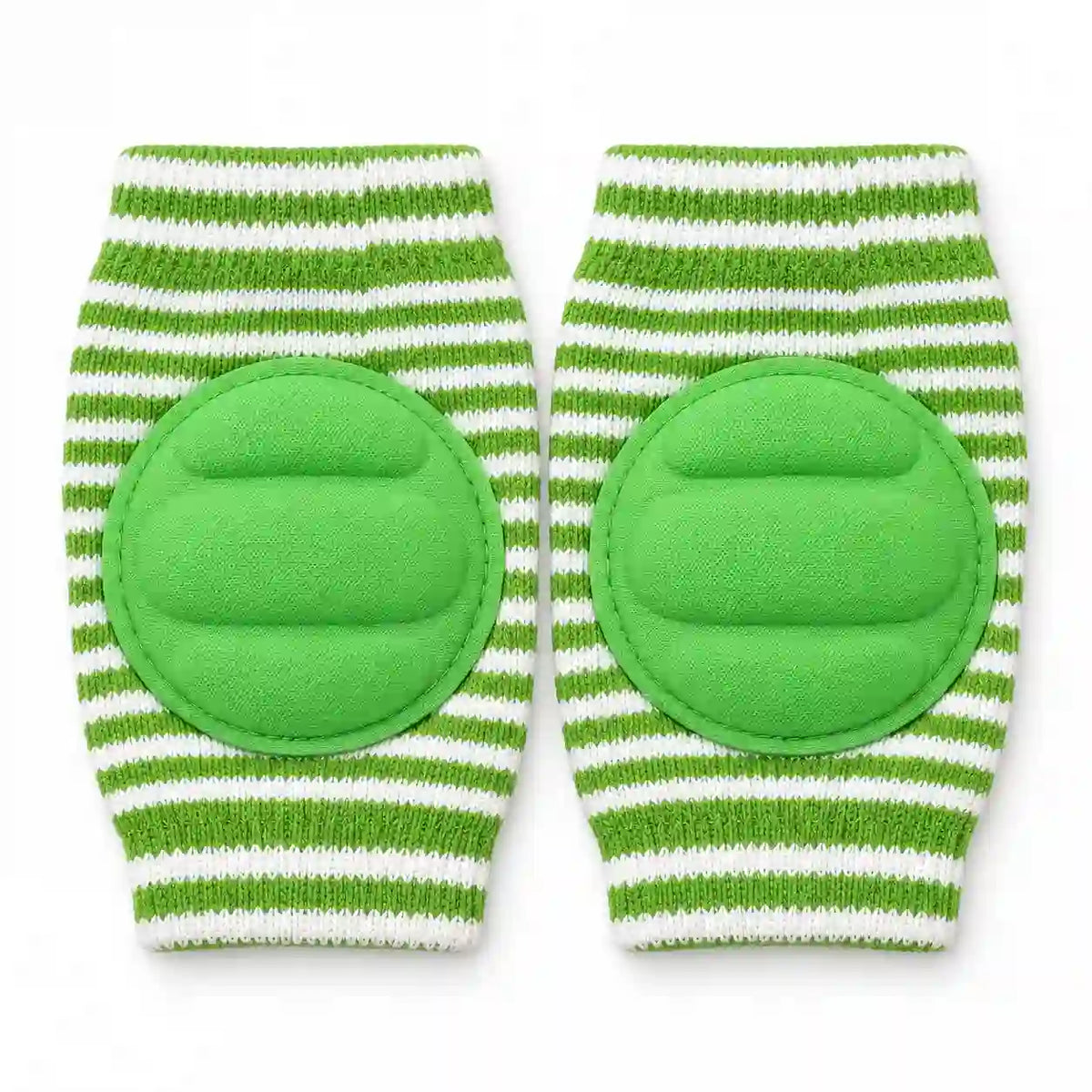 Green Striped Baby Knee Pads with Cushioned Protection