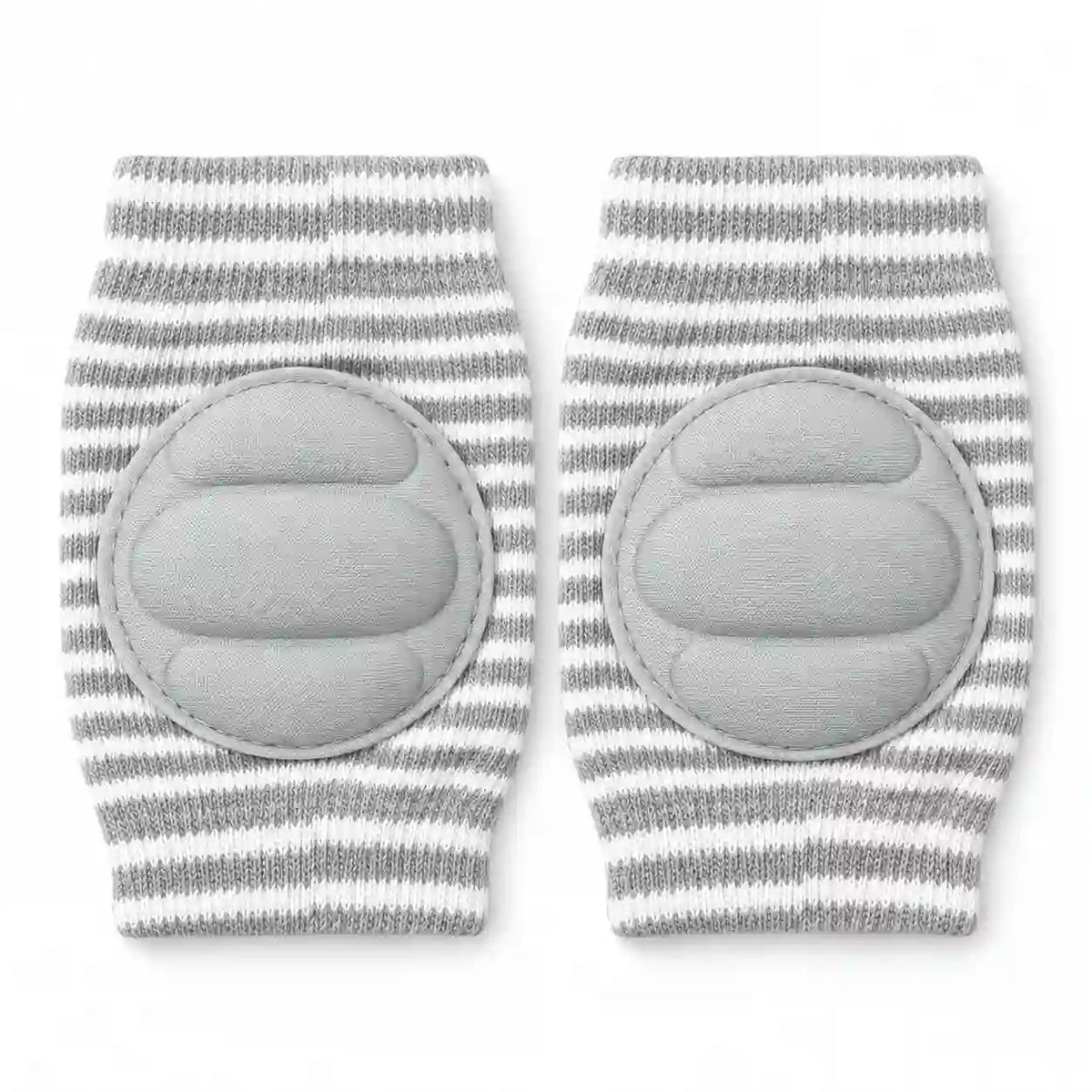 Grey Striped Baby Knee Pads with Cushioned Protection