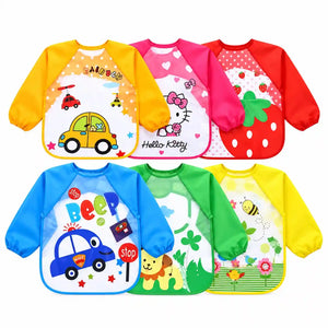 Baby Long Sleeve Feeding Bibs in Colorful Printed Designs
