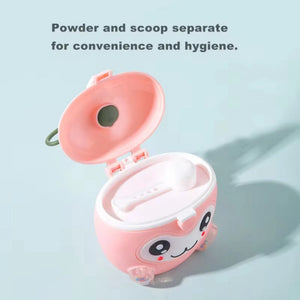 Apple-shape baby milk powder container airtight lid and storage compartment details