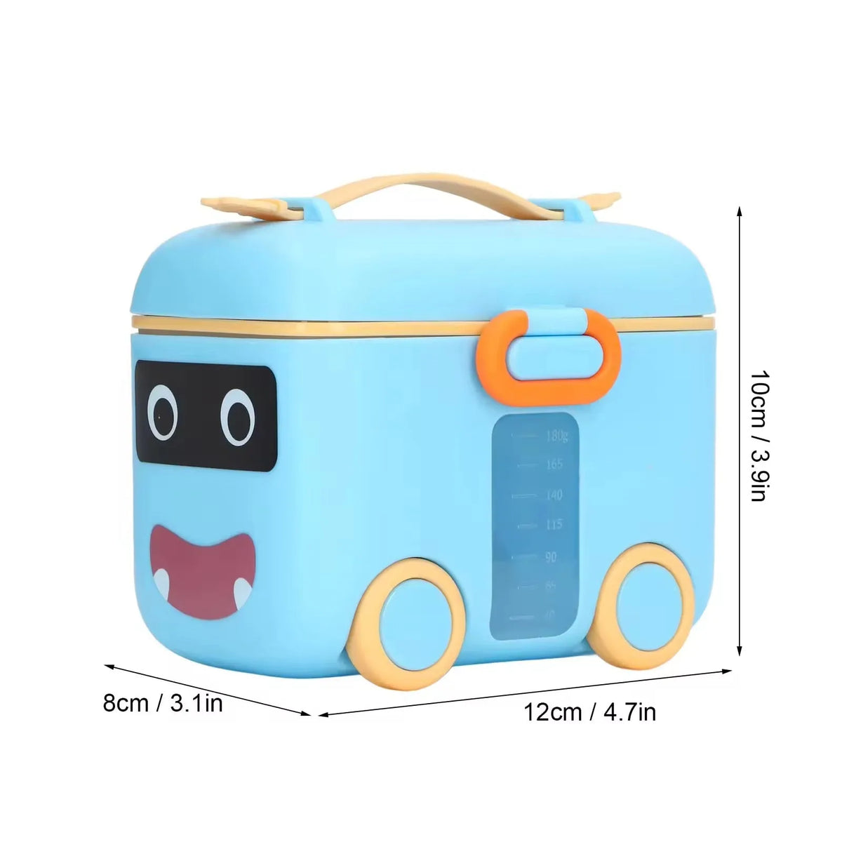 Blue baby milk powder container 12cm x 8cm x 10cm size