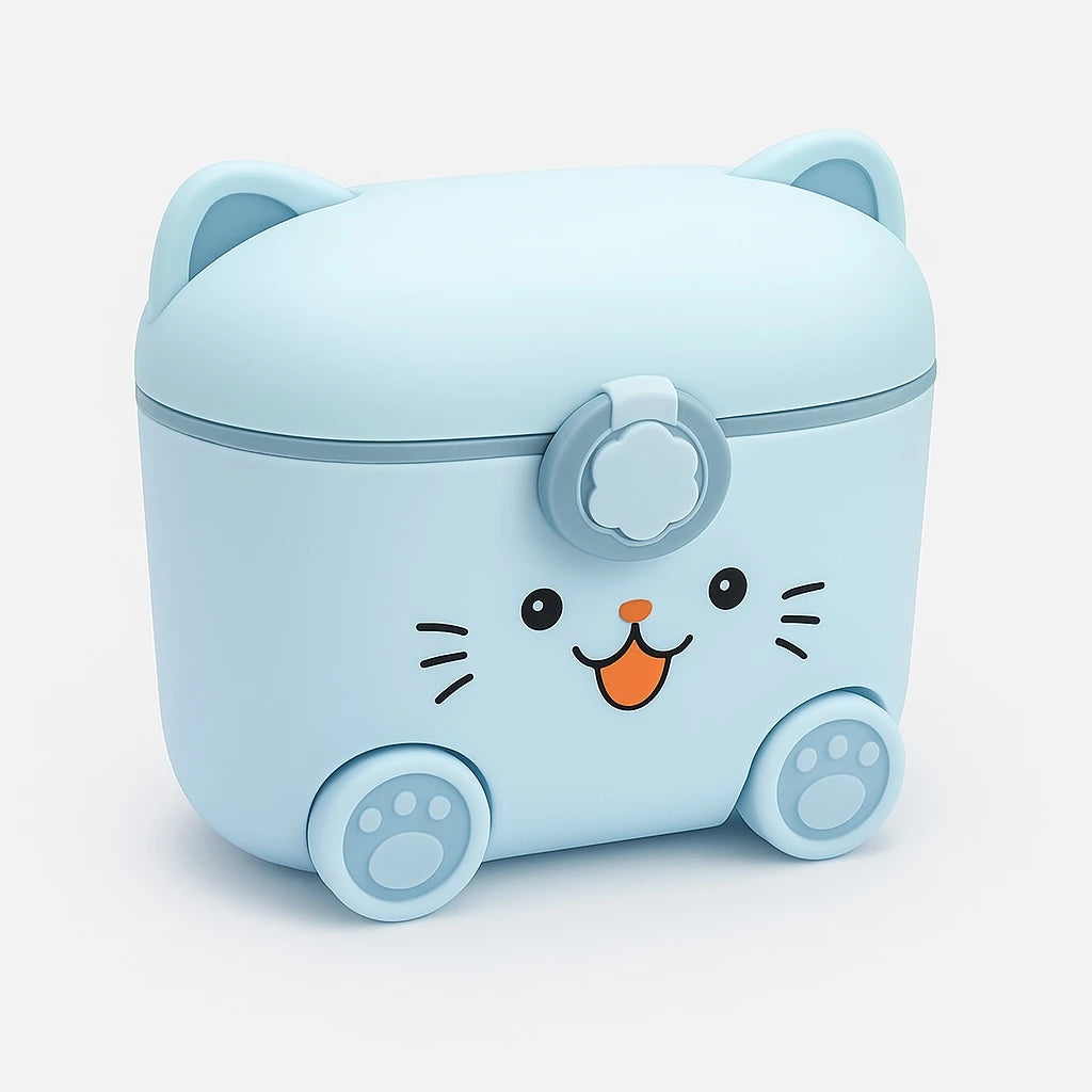 Cat-Shaped Baby Milk Powder Storage Box 180g Capacity  – Blue