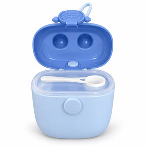 Blue Baby Milk Powder Container Open with Measuring Spoon