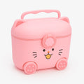 Pink cat-shaped baby milk powder storage box with airtight paw-lock lid, 180g