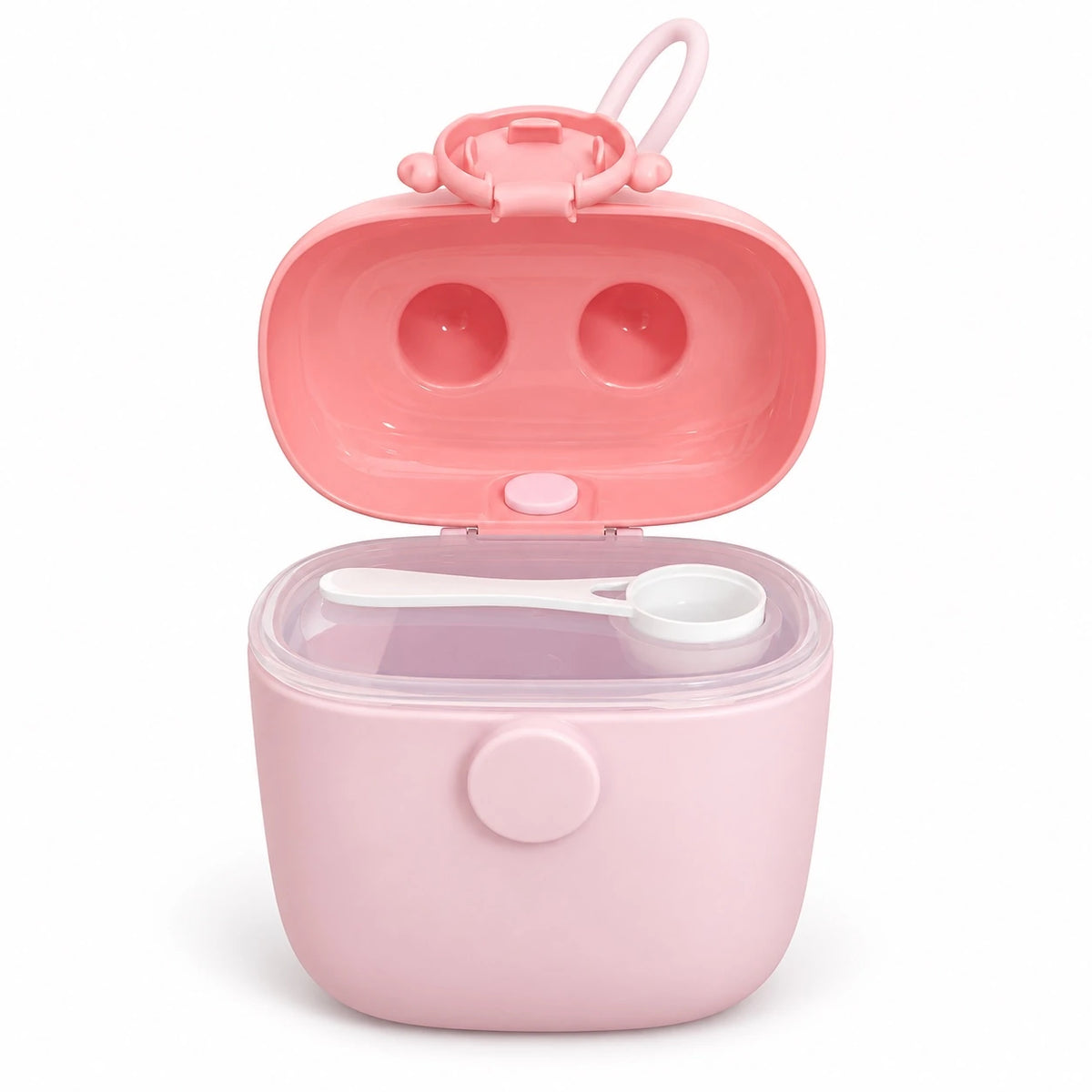 Pink Baby Milk Powder Container Open with Measuring Spoon