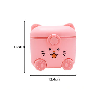 Pink cat-shaped 180g baby milk powder storage box size details