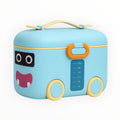Blue baby milk powder storage container with measuring scale