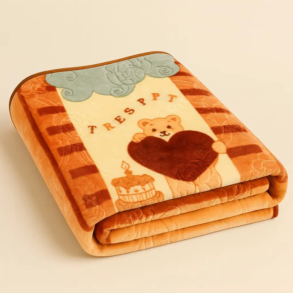 Brown printed embossed baby blanket for newborn and infant use