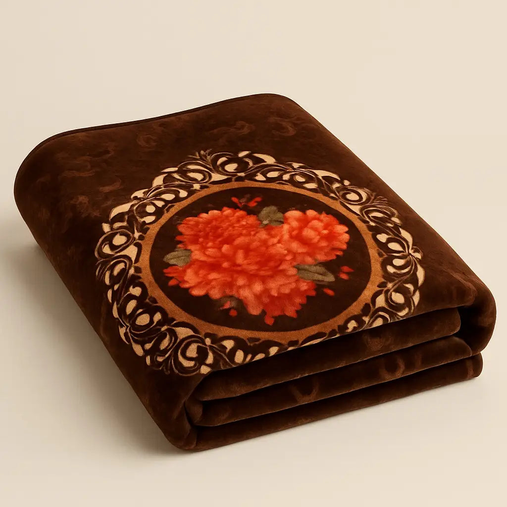 Chocolate floral embossed baby blanket with premium cozy finish