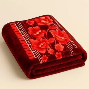 Red floral embossed baby blanket with soft cozy fabric, 80 x 110 cm