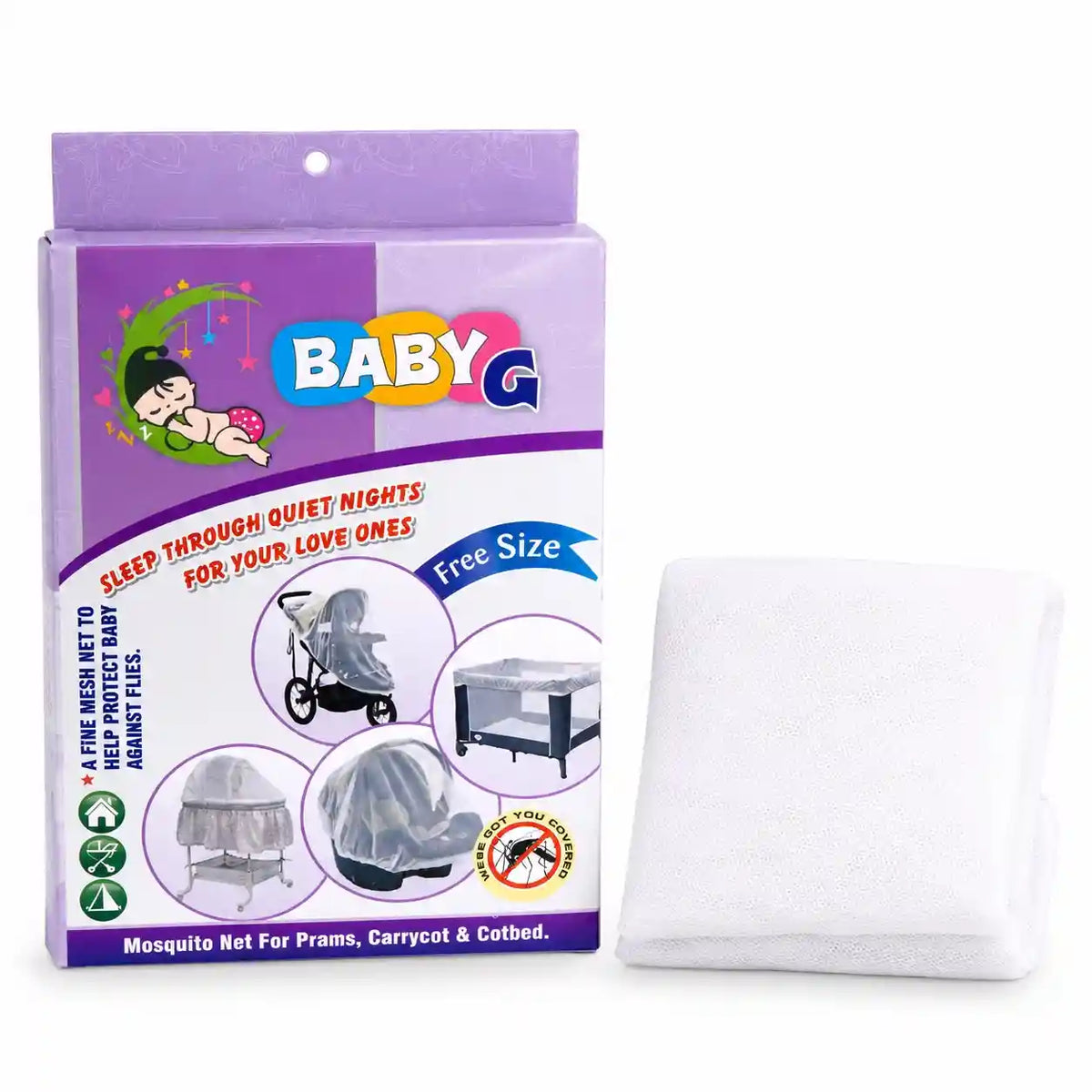 Free size baby mosquito net for pram carrycot and cot bed