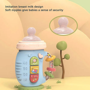 Baby musical feeding bottle with soft imitation breast milk nipple design