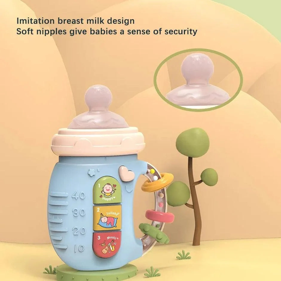 Baby musical feeding bottle with soft imitation breast milk nipple design