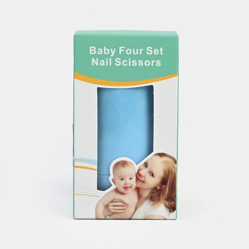 Blue 4-piece baby grooming kit packaging for newborn nail care