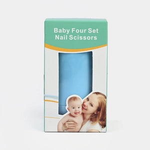 Blue 4-piece baby grooming kit packaging for newborn nail care