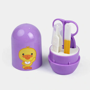 Purple 4-piece baby grooming kit with nail care tools and compact case