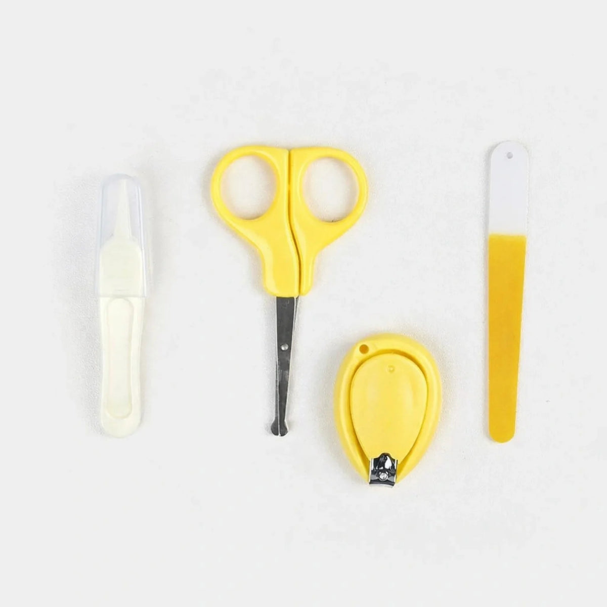 Yellow baby grooming kit with safe newborn nail care tools
