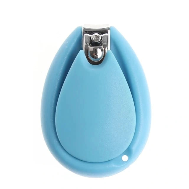 Blue baby nail clipper with protective plastic cover