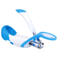 Blue baby nail clipper with built-in magnifying glass and non-slip grip