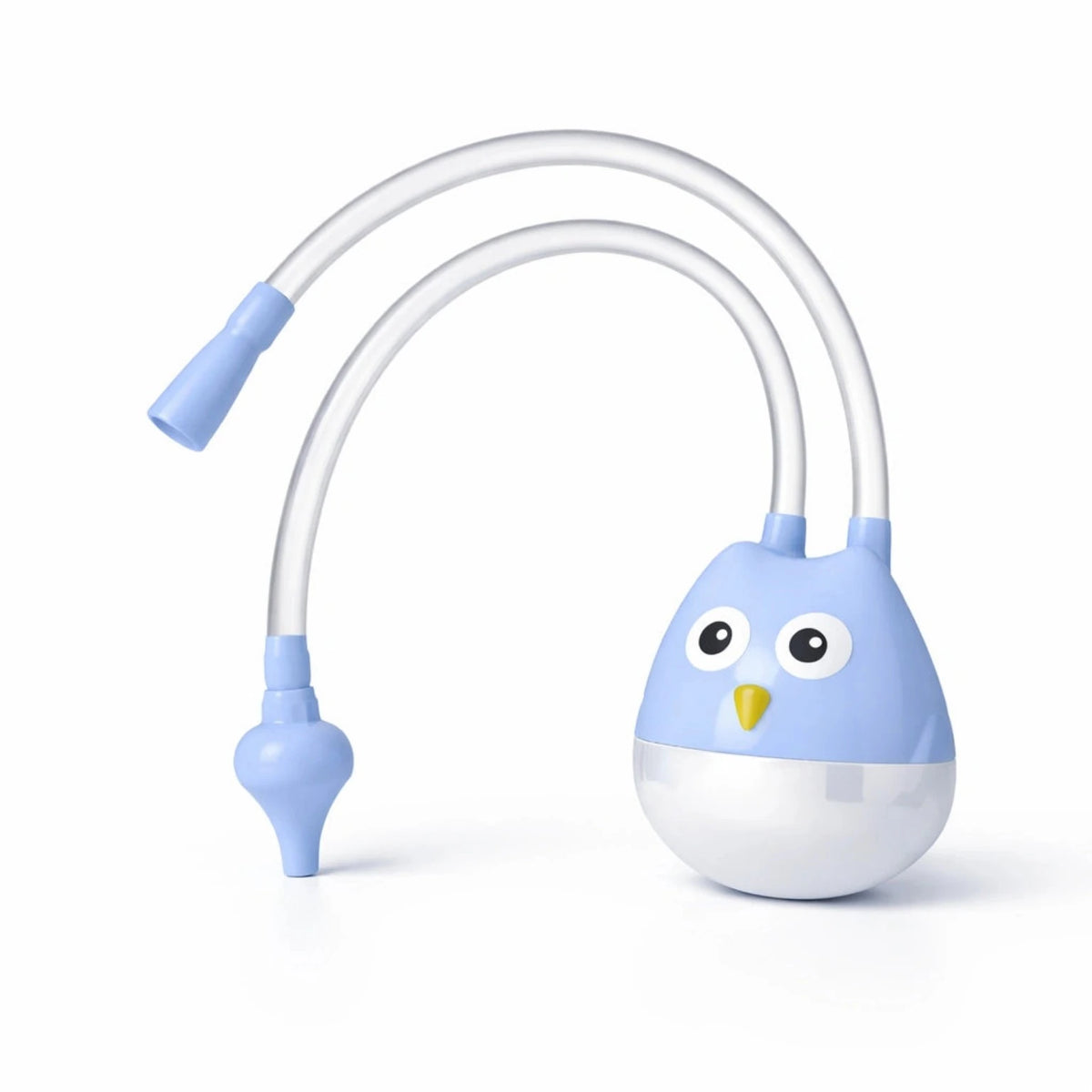 Blue owl baby nasal aspirator with soft silicone suction tip and transparent reservoir