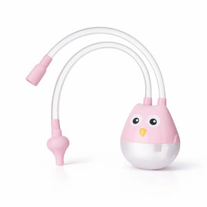 Pink owl baby nasal aspirator with soft silicone tip for gentle nasal cleaning