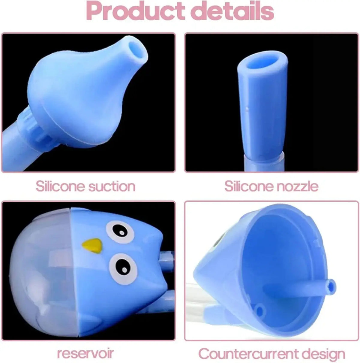 Owl baby nasal aspirator product details including anti-backflow design