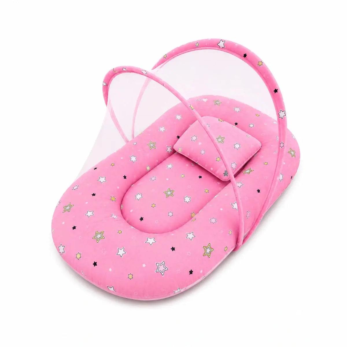 Baby Carry Nest with Pillow & Full Mosquito Net – Pink