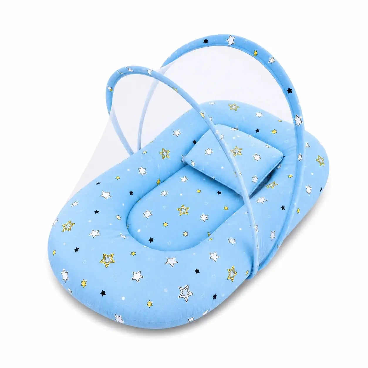 Baby Carry Nest with Pillow & Full Mosquito Net – Sky Blue