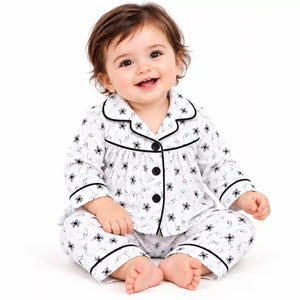 Baby Girl Wearing Floral Print Night Suit Shirt and Pajama