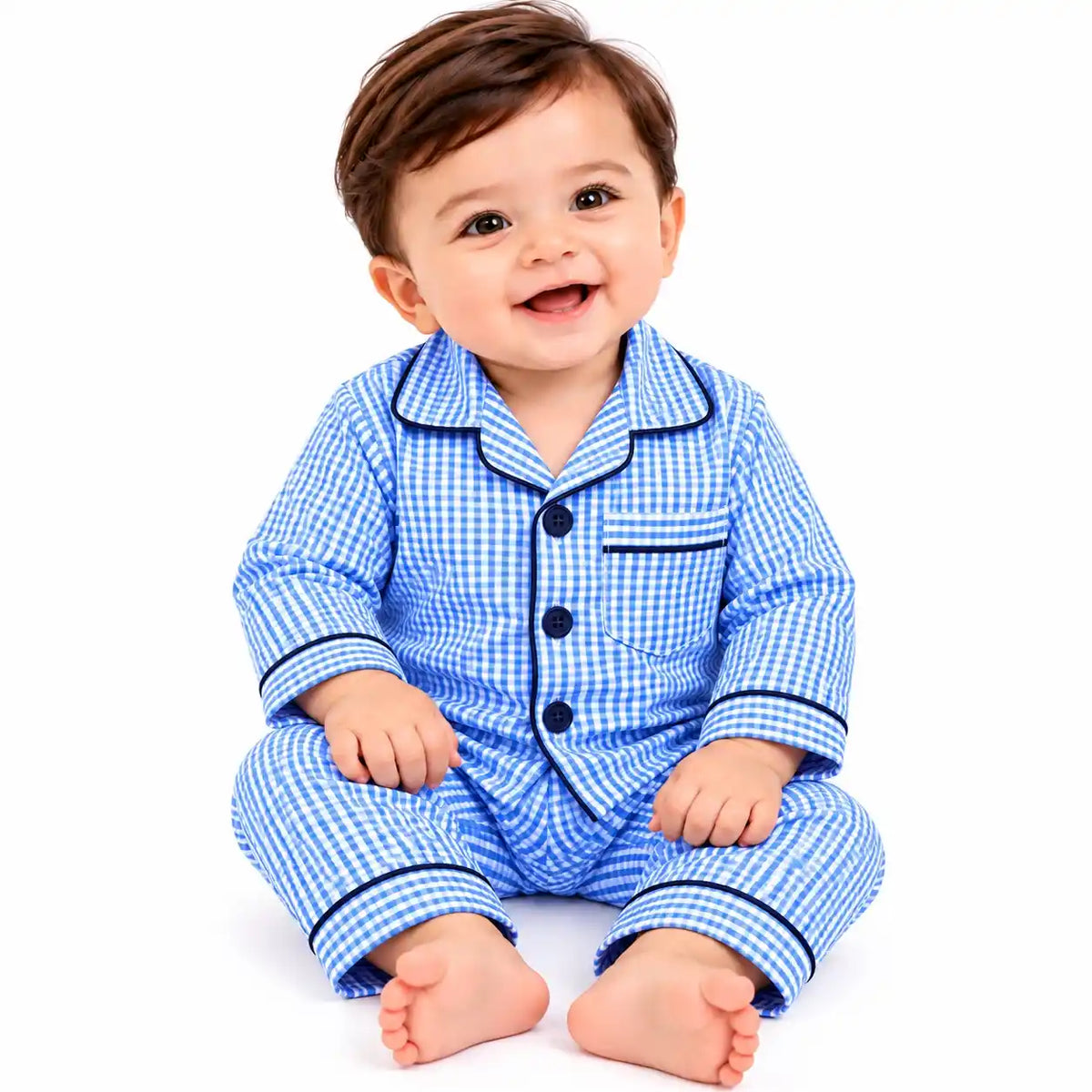 Baby Wearing Checkered Night Suit Shirt and Pajama