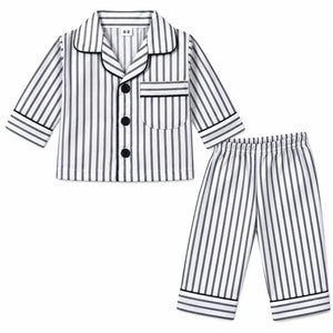 Baby Contrast Striped Night Suit Shirt and Pajama Set